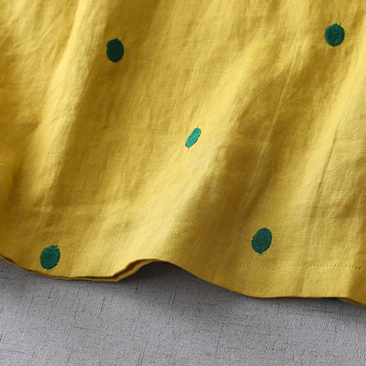 Buddha Stones Lässiges Sommerkleid im Boho-Stil mit Kordelzug, abstraktem Polka-Dot-Muster, kurzen Ärmeln und Tasche für Damen. - image 8