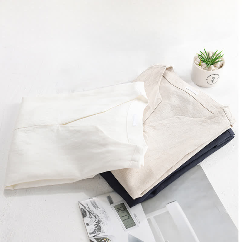 Buddha Stones Minimalistisches, einfarbiges Kurzarm-T-Shirt für Herren mit V-Ausschnitt für den Sommer - image 17