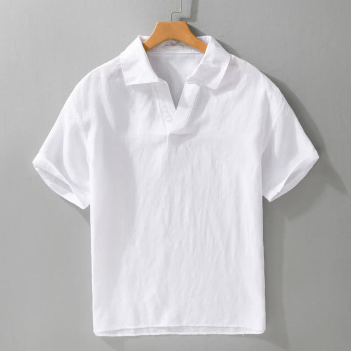 Buddha Stones Lässige, minimalistische, einfarbige Kurzarmhemden für Herren – Sommerliche Herrenhemden - Weiß - US/ UK/AU42, EU52 (3XL) - image 9