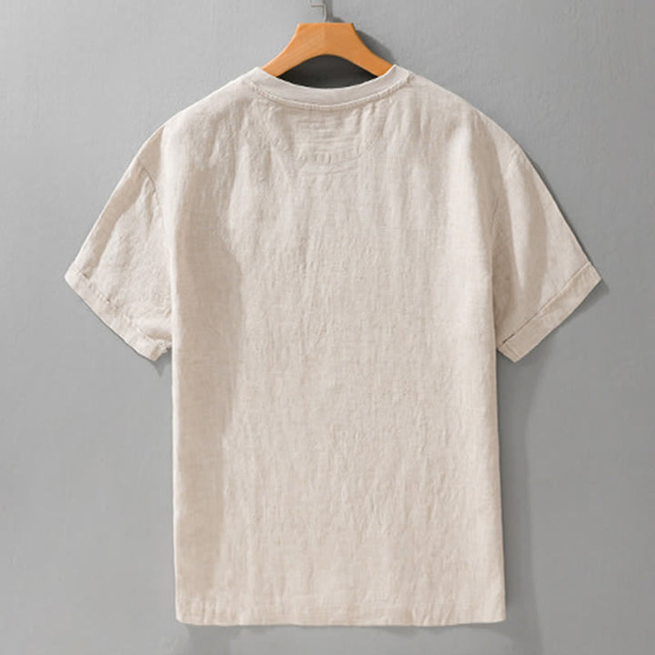 Buddha Stones Lässiges, minimalistisches Kurzarm-T-Shirt für Herren mit aufgesetzter Tasche für den Sommer. - image 2