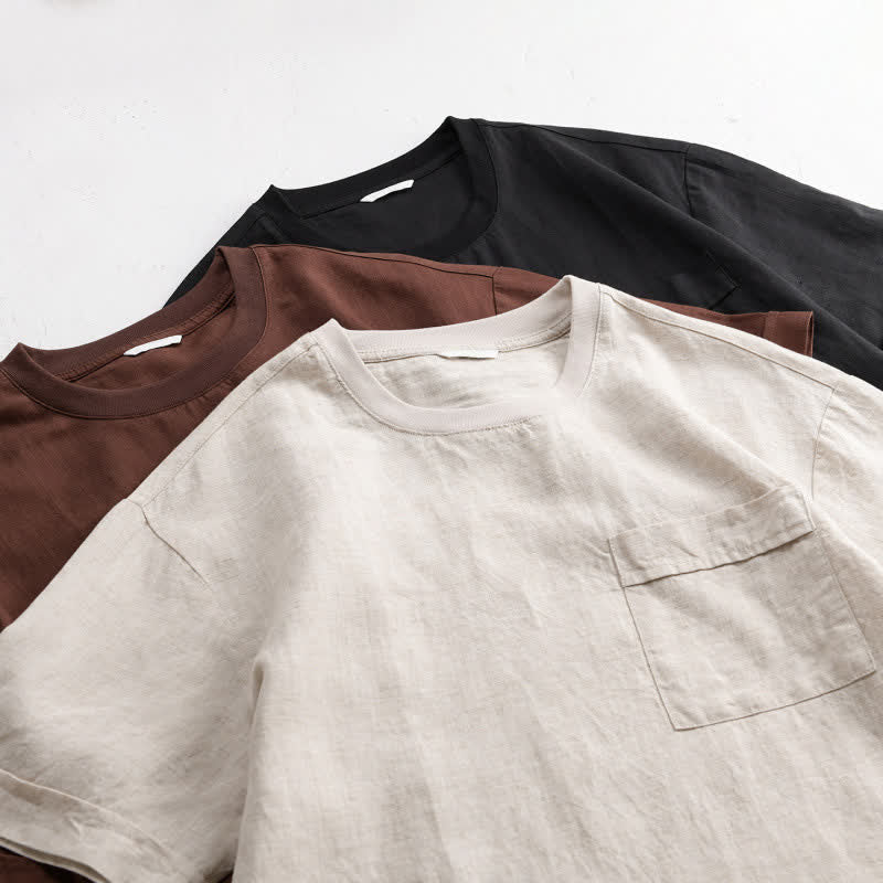 Buddha Stones Lässiges, minimalistisches Kurzarm-T-Shirt für Herren mit aufgesetzter Tasche für den Sommer. - image 19
