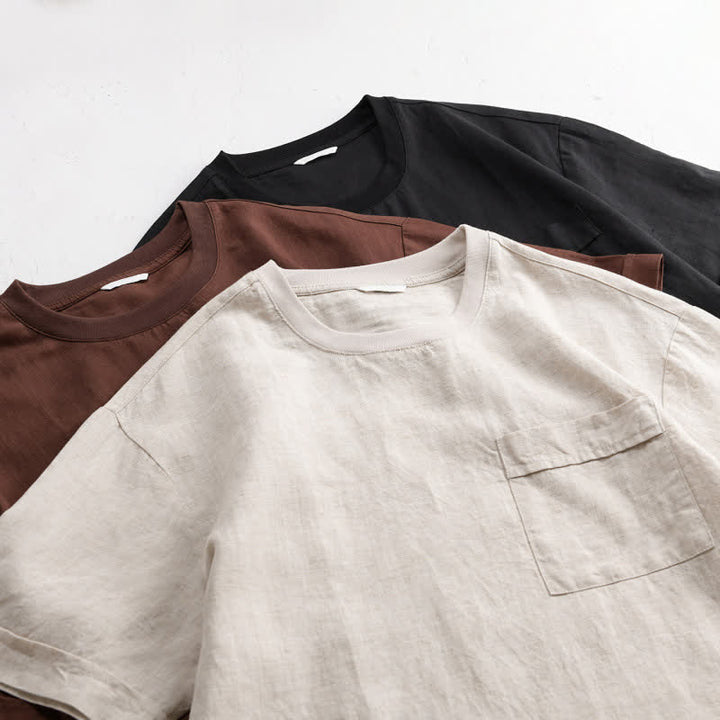 Buddha Stones Lässiges, minimalistisches Kurzarm-T-Shirt für Herren mit aufgesetzter Tasche für den Sommer. - image 19
