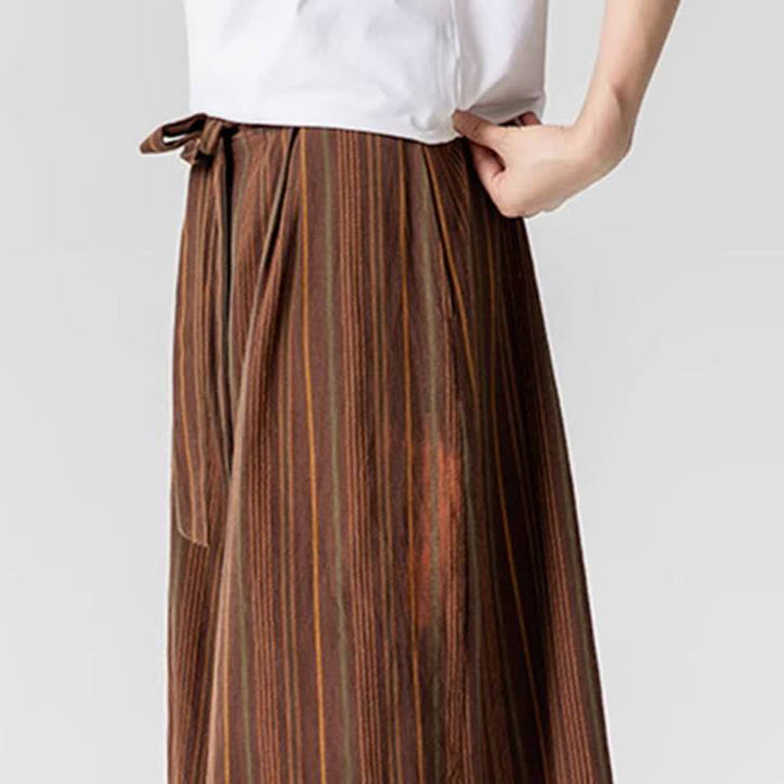 Buddha Stones Sommerliche Vintage-Herrenhose mit Kordelzug, Streifenmuster, weites Bein und Tasche - image 16