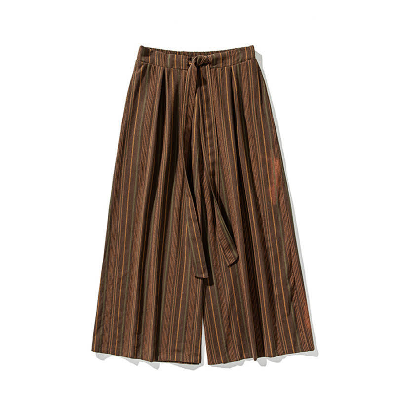 Buddha Stones Sommerliche Vintage-Herrenhose mit Kordelzug, Streifenmuster, weites Bein und Tasche - image 18