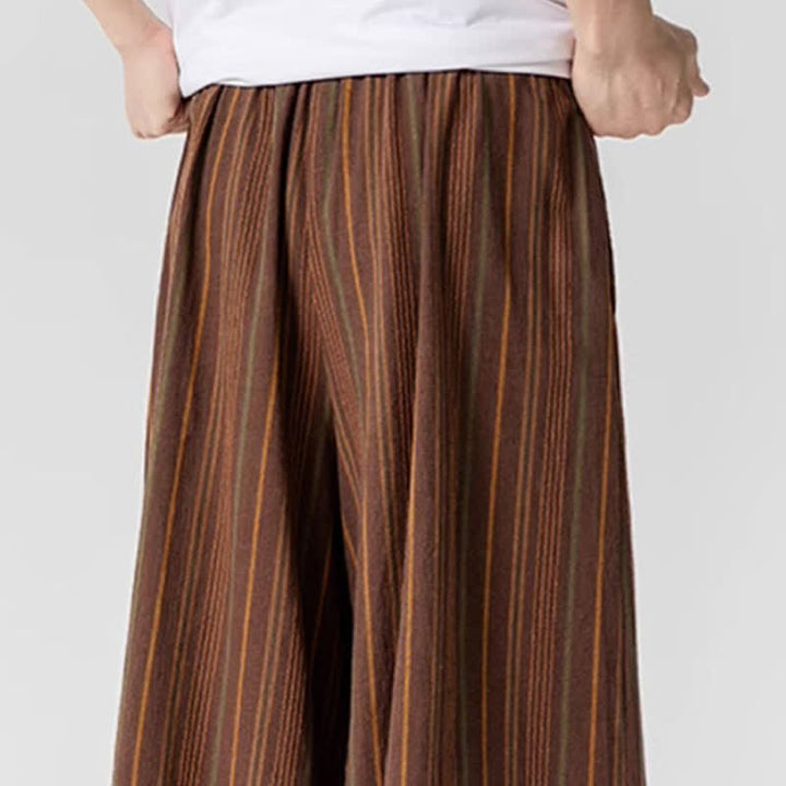 Buddha Stones Sommerliche Vintage-Herrenhose mit Kordelzug, Streifenmuster, weites Bein und Tasche - image 17