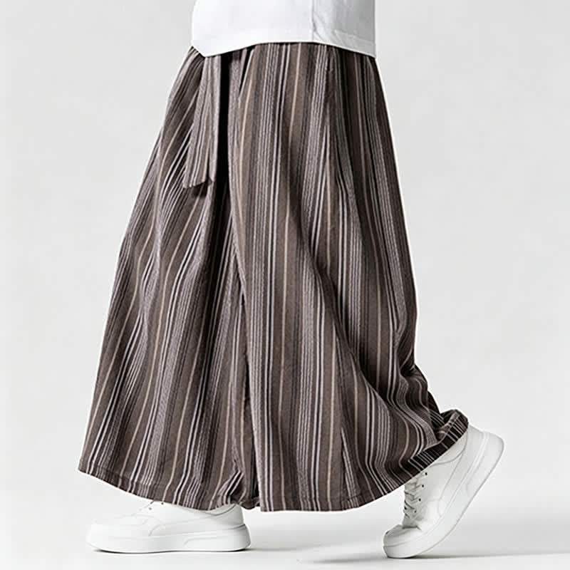 Buddha Stones Sommerliche Vintage-Herrenhose mit Kordelzug, Streifenmuster, weites Bein und Tasche - image 20