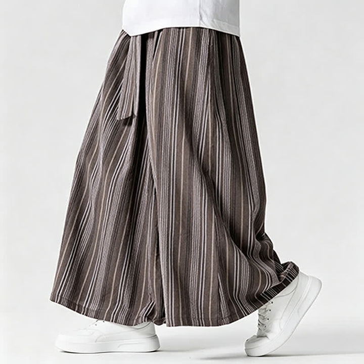 Buddha Stones Sommerliche Vintage-Herrenhose mit Kordelzug, Streifenmuster, weites Bein und Tasche - image 20