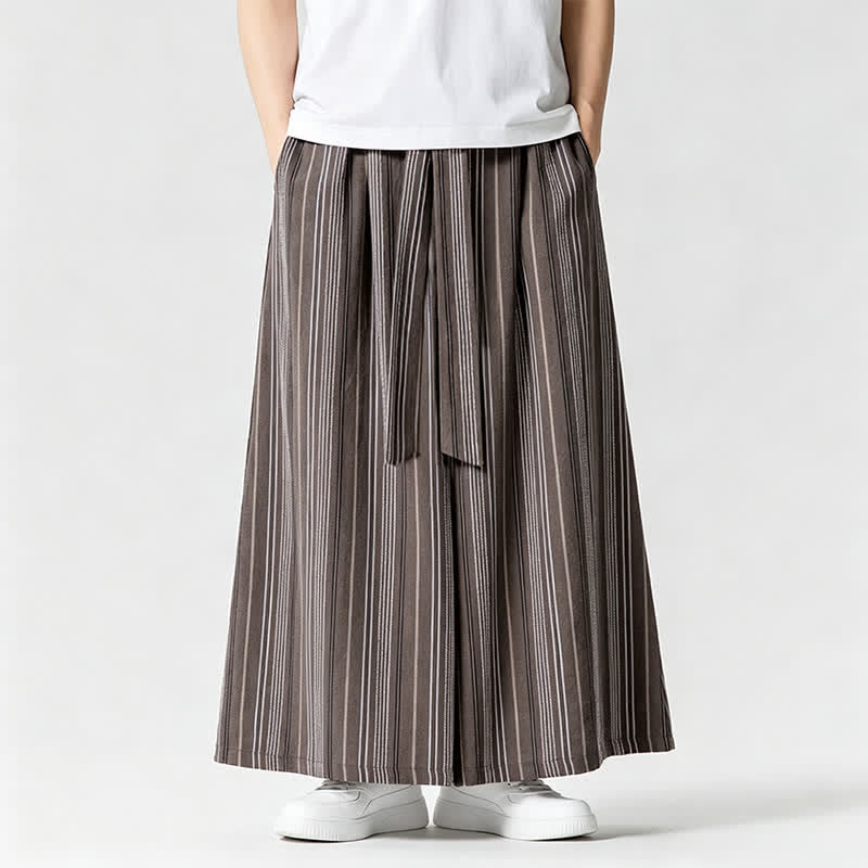 Buddha Stones Sommerliche Vintage-Herrenhose mit Kordelzug, Streifenmuster, weites Bein und Tasche - image 24