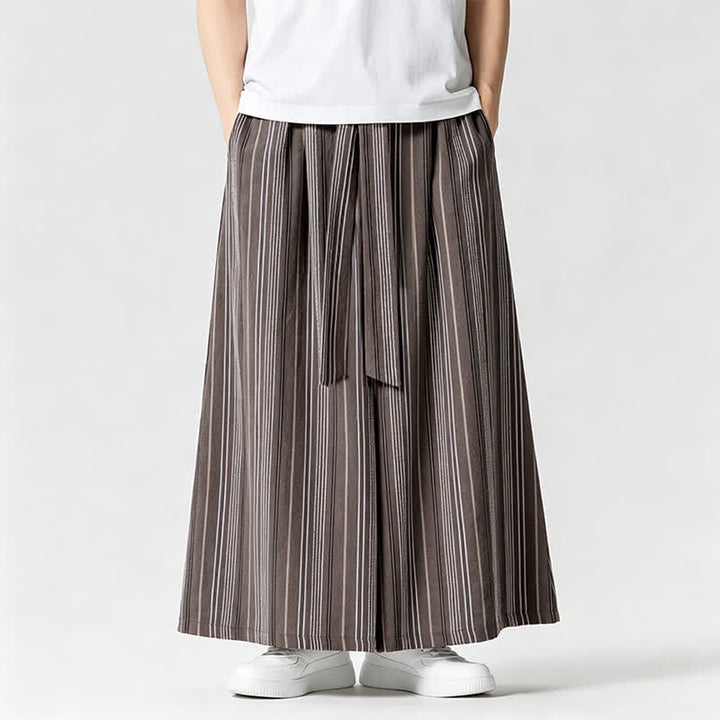 Buddha Stones Sommerliche Vintage-Herrenhose mit Kordelzug, Streifenmuster, weites Bein und Tasche - image 24