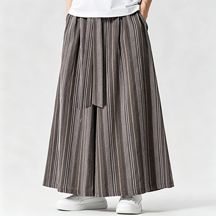 Buddha Stones Sommerliche Vintage-Herrenhose mit Kordelzug, Streifenmuster, weites Bein und Tasche - Schiefergrau - US/ UK/AU42, EU52 (3XL) - image 19