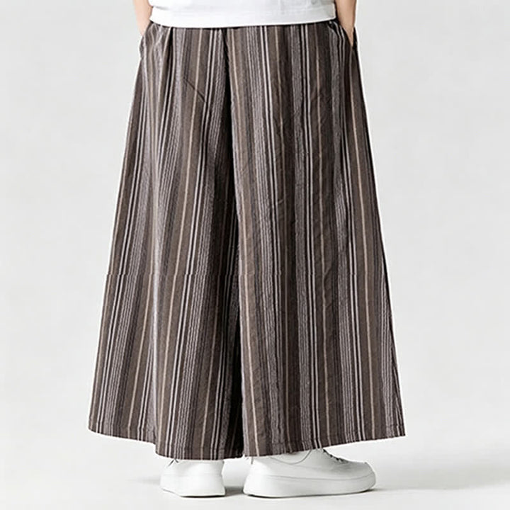Buddha Stones Sommerliche Vintage-Herrenhose mit Kordelzug, Streifenmuster, weites Bein und Tasche - image 23