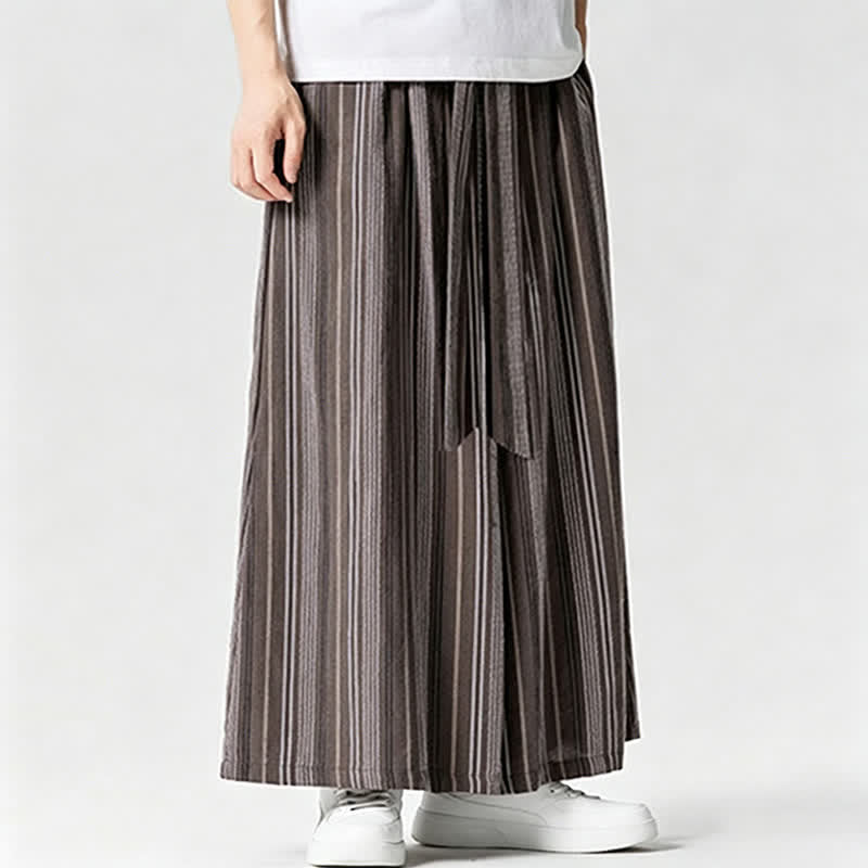 Buddha Stones Sommerliche Vintage-Herrenhose mit Kordelzug, Streifenmuster, weites Bein und Tasche - image 21