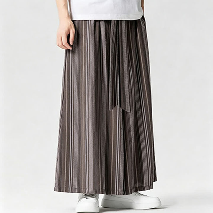 Buddha Stones Sommerliche Vintage-Herrenhose mit Kordelzug, Streifenmuster, weites Bein und Tasche - image 21