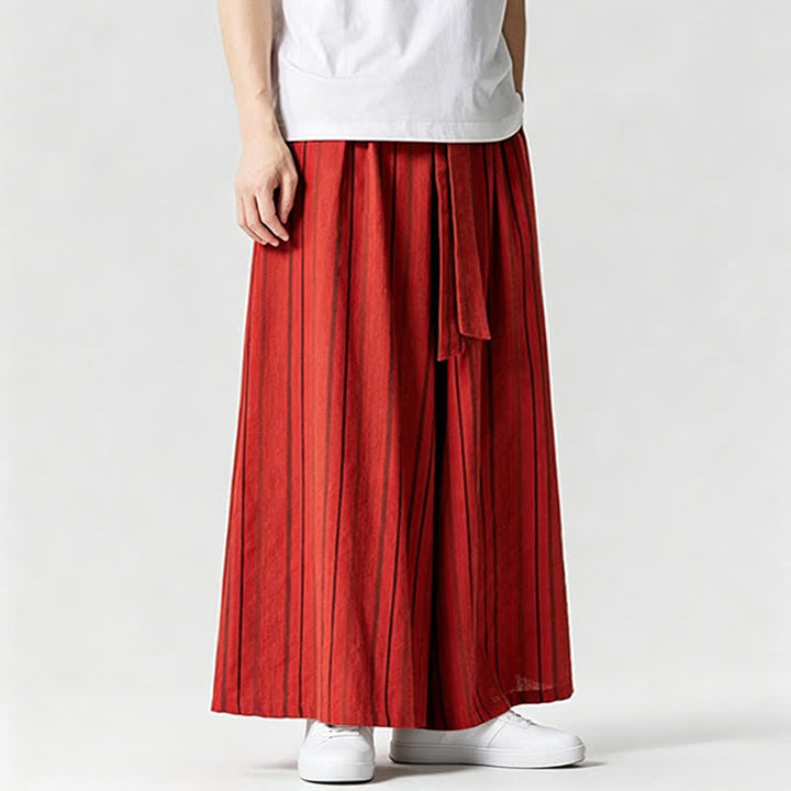Buddha Stones Sommerliche Vintage-Herrenhose mit Kordelzug, Streifenmuster, weites Bein und Tasche - image 29
