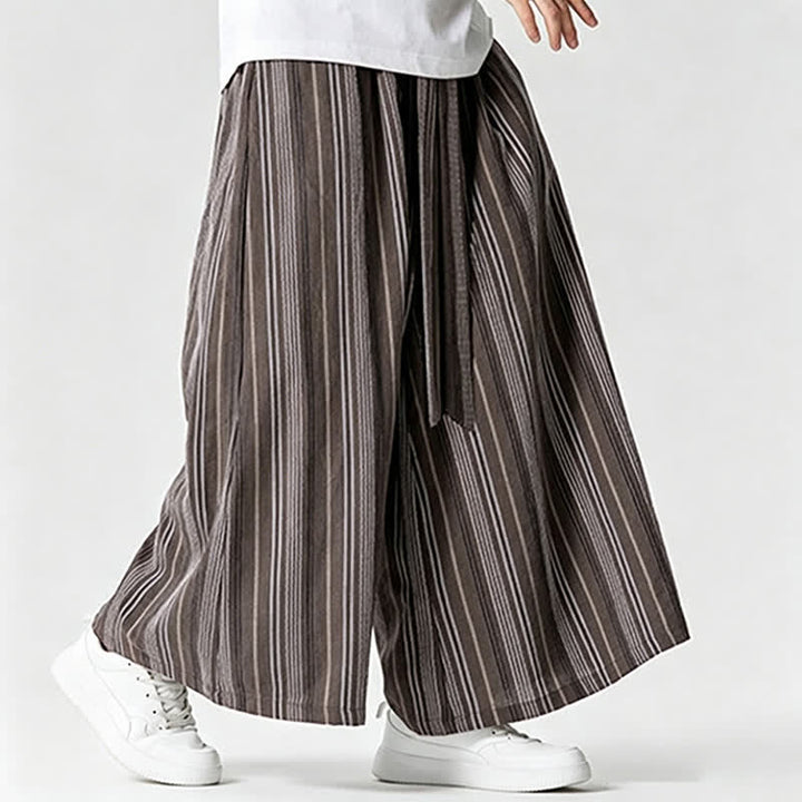Buddha Stones Sommerliche Vintage-Herrenhose mit Kordelzug, Streifenmuster, weites Bein und Tasche - image 22