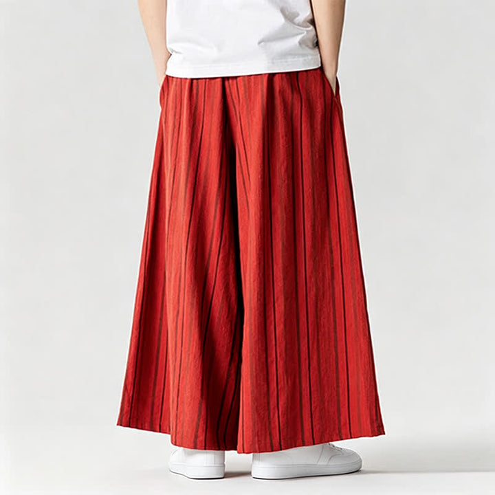 Buddha Stones Sommerliche Vintage-Herrenhose mit Kordelzug, Streifenmuster, weites Bein und Tasche - image 31