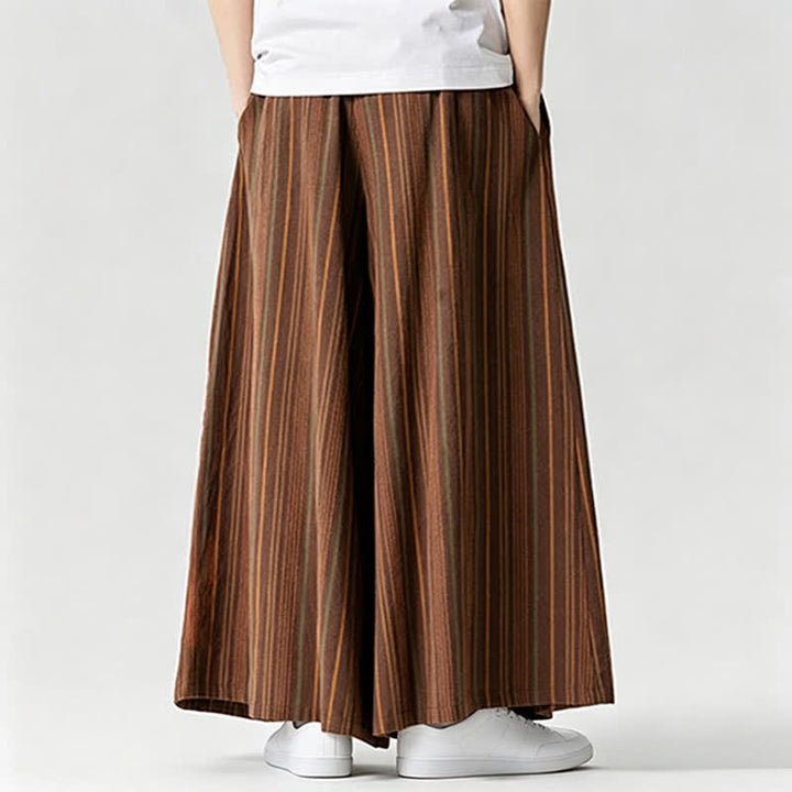 Buddha Stones Sommerliche Vintage-Herrenhose mit Kordelzug, Streifenmuster, weites Bein und Tasche - image 10