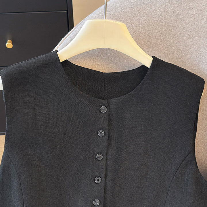 Buddha Stones Elegantes, ärmelloses Tanktop mit Knopfleiste und Rundhalsausschnitt für Damen – perfekt für den Sommer - image 14