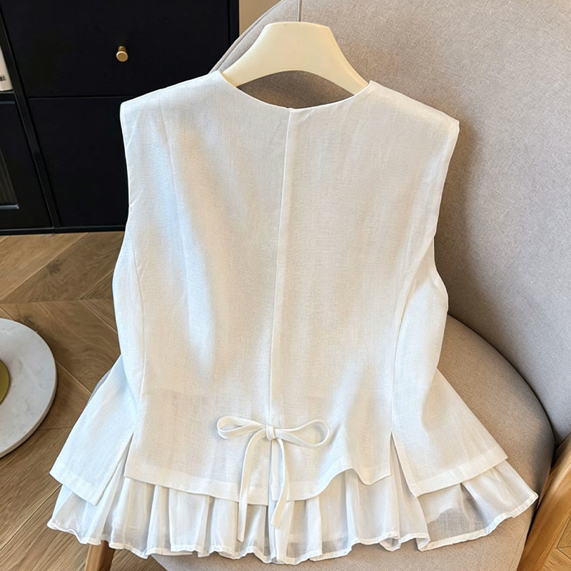 Buddha Stones Elegantes, ärmelloses Tanktop mit Knopfleiste und Rundhalsausschnitt für Damen – perfekt für den Sommer - image 2
