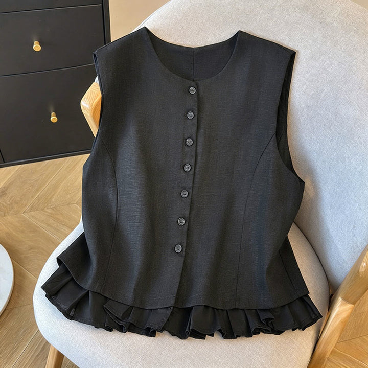 Buddha Stones Elegantes, ärmelloses Tanktop mit Knopfleiste und Rundhalsausschnitt für Damen – perfekt für den Sommer - image 12