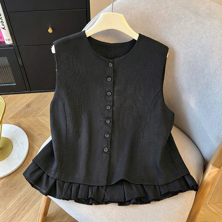Buddha Stones Elegantes, ärmelloses Tanktop mit Knopfleiste und Rundhalsausschnitt für Damen – perfekt für den Sommer - Schwarz - US12, UK/AU16, EU44 (2XL) - image 11