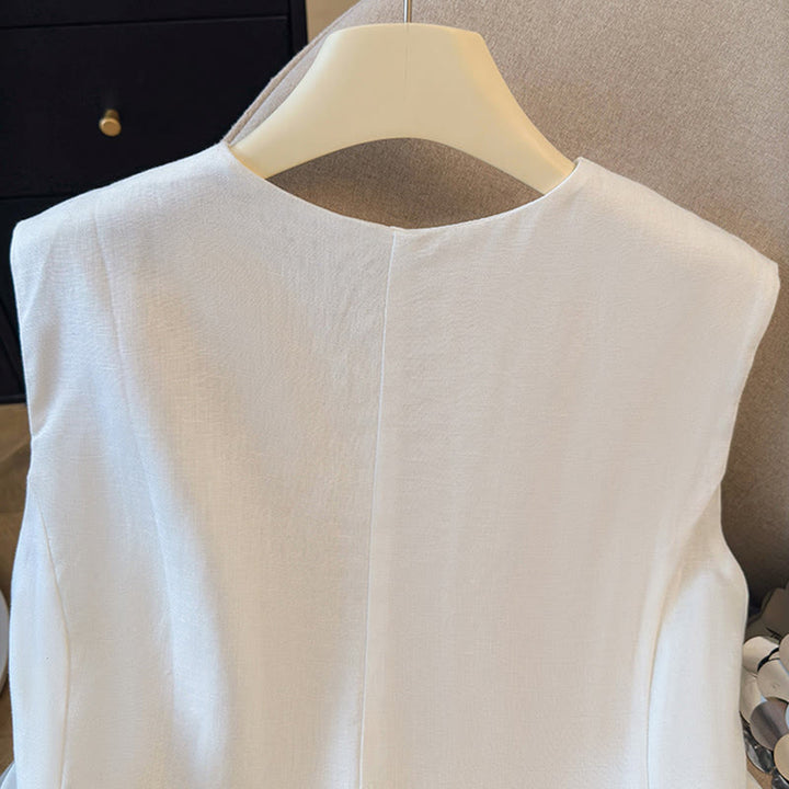 Buddha Stones Elegantes, ärmelloses Tanktop mit Knopfleiste und Rundhalsausschnitt für Damen – perfekt für den Sommer - image 4