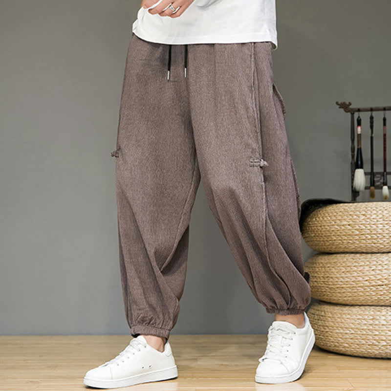 Buddha Stones Lässige, minimalistische Herren-Haremshose mit Kordelzug und Tasche - RosyBrown - US/UK/AU46, EU56 (5XL) - image 21