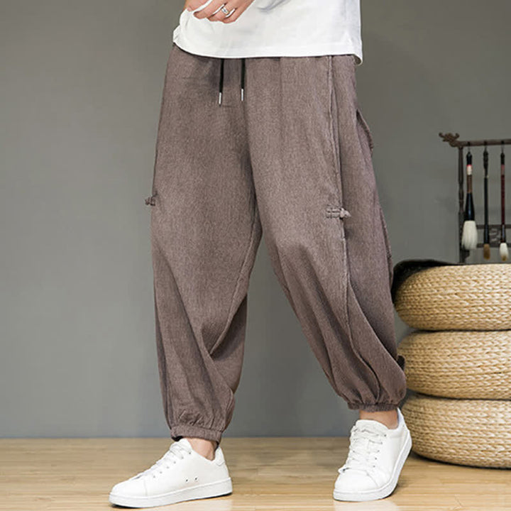 Buddha Stones Lässige, minimalistische Herren-Haremshose mit Kordelzug und Tasche - RosyBrown - US/UK/AU46, EU56 (5XL) - image 21
