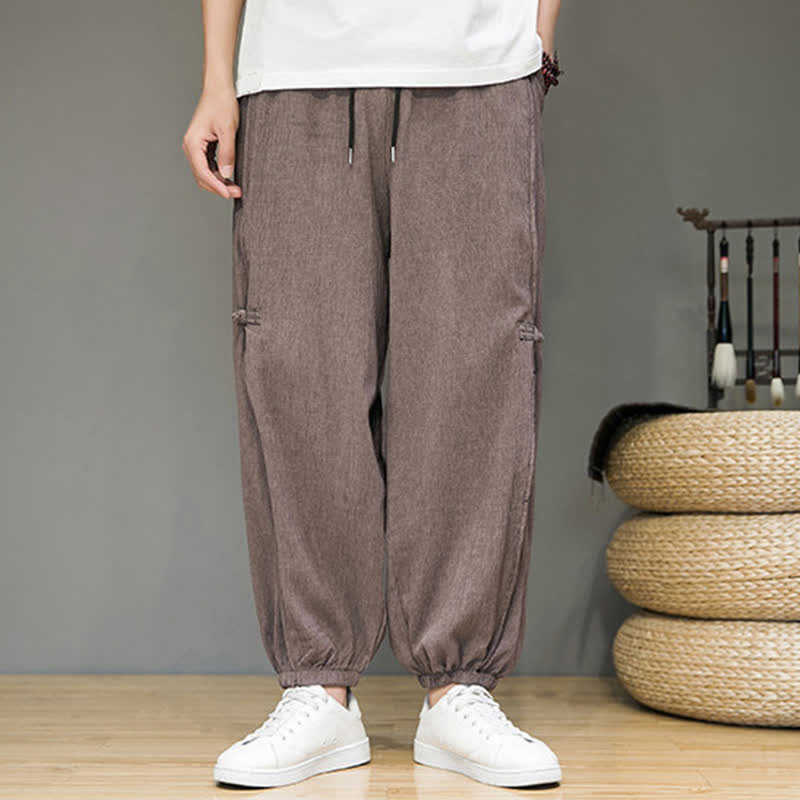 Buddha Stones Lässige, minimalistische Herren-Haremshose mit Kordelzug und Tasche - image 26