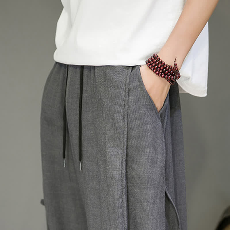 Buddha Stones Lässige, minimalistische Herren-Haremshose mit Kordelzug und Tasche - image 18