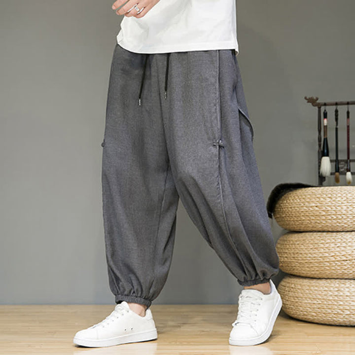 Buddha Stones Lässige, minimalistische Herren-Haremshose mit Kordelzug und Tasche - Schiefergrau - US/UK/AU46, EU56 (5XL) - image 9