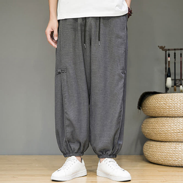 Buddha Stones Lässige, minimalistische Herren-Haremshose mit Kordelzug und Tasche - image 14