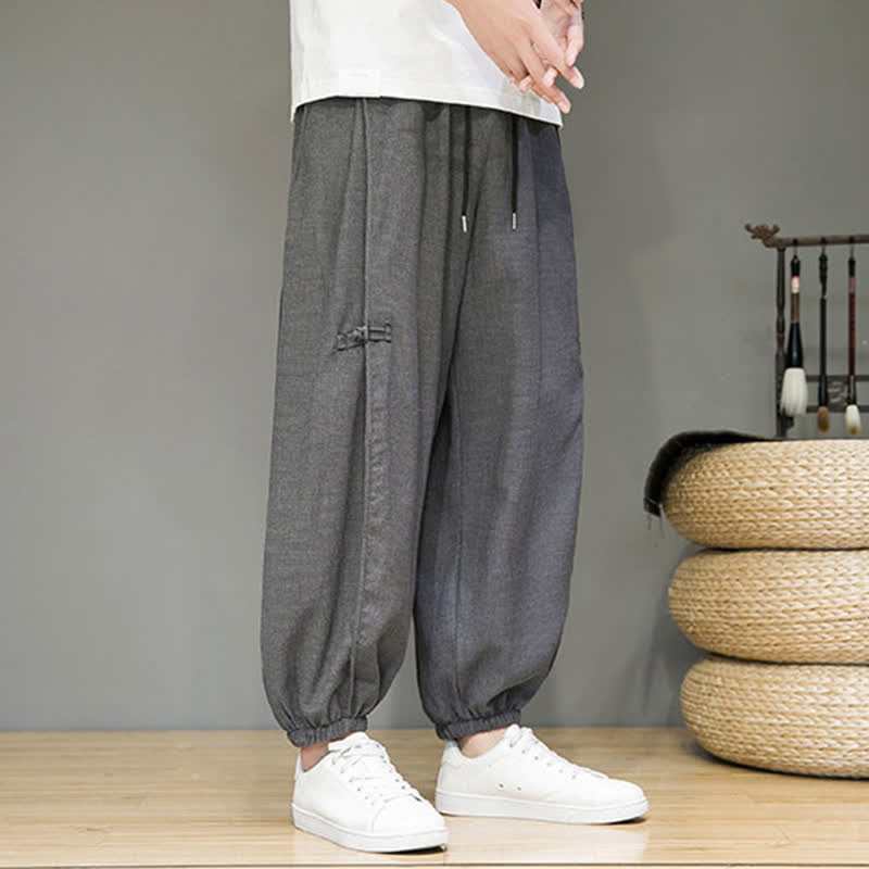 Buddha Stones Lässige, minimalistische Herren-Haremshose mit Kordelzug und Tasche - image 11