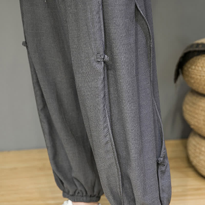 Buddha Stones Lässige, minimalistische Herren-Haremshose mit Kordelzug und Tasche - image 19