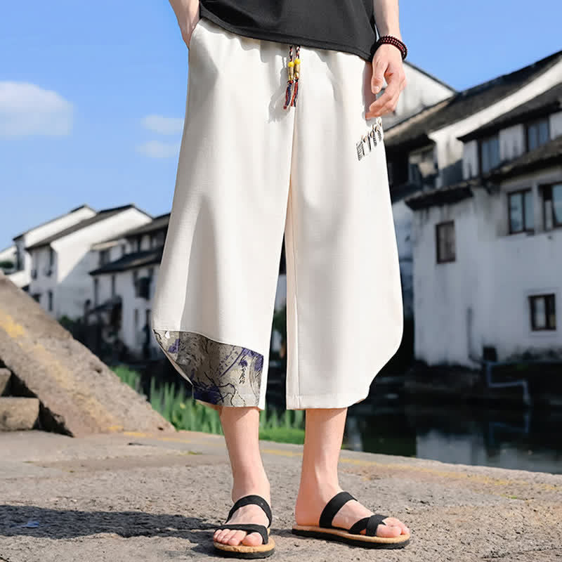 Buddha Stones Lässige Vintage-Caprihose mit Kordelzug und Blumenmuster, Herren-Haremshose mit Tasche - image 14