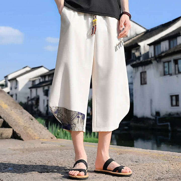Buddha Stones Lässige Vintage-Caprihose mit Kordelzug und Blumenmuster, Herren-Haremshose mit Tasche - image 14