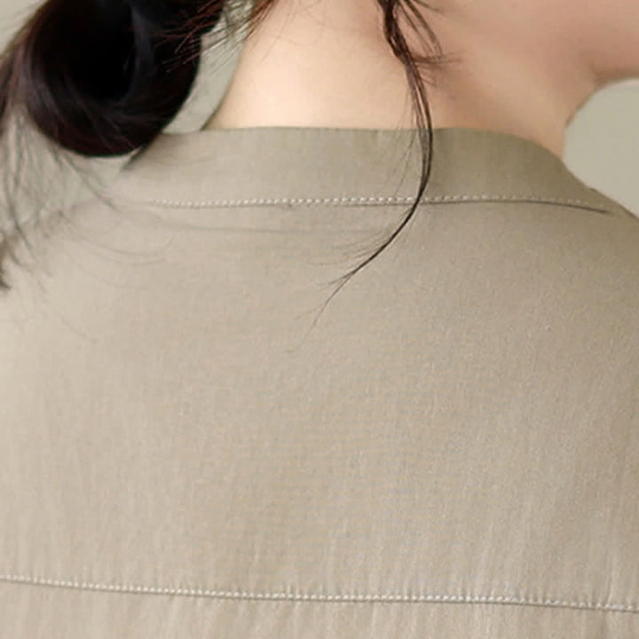 Buddha Stones Minimalistisches, lässiges Kurzarmhemd für Damen mit Viertelreißverschluss und aufgesetzter Tasche – perfekt für den Sommer. - image 7