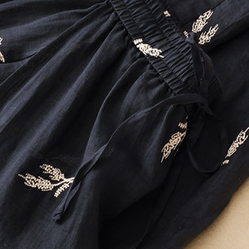 Buddha Stones Sommerliche Boho-Freizeithose mit Blumenmuster, Kordelzug, kurze Hose, Damenhose mit weitem Bein - image 7