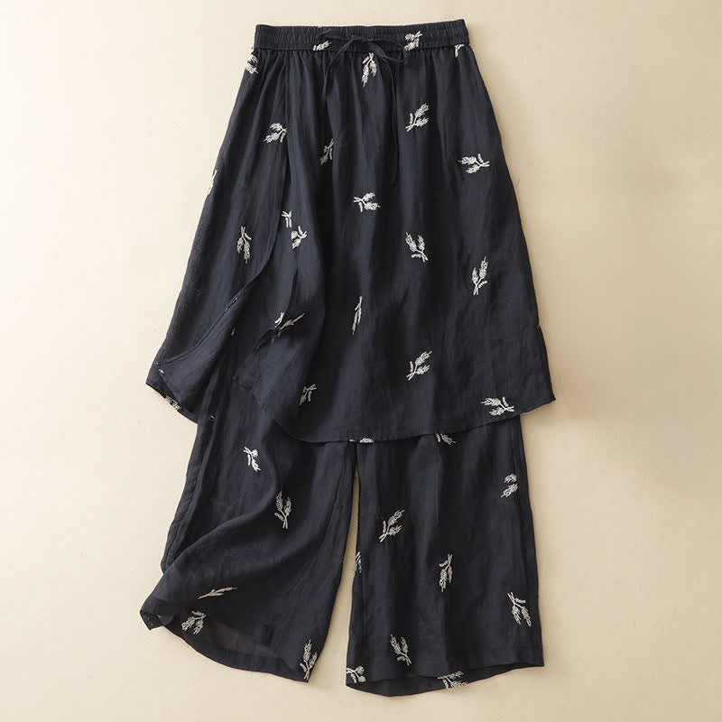 Buddha Stones Sommerliche Boho-Freizeithose mit Blumenmuster, Kordelzug, kurze Hose, Damenhose mit weitem Bein - image 1