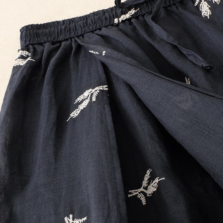 Buddha Stones Sommerliche Boho-Freizeithose mit Blumenmuster, Kordelzug, kurze Hose, Damenhose mit weitem Bein - image 6