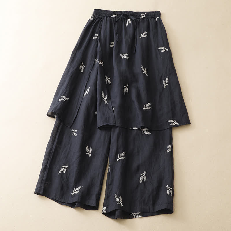 Buddha Stones Sommerliche Boho-Freizeithose mit Blumenmuster, Kordelzug, kurze Hose, Damenhose mit weitem Bein - image 3