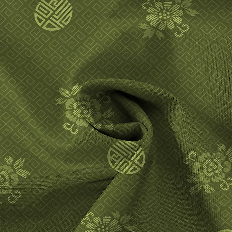 Buddha Stones Atmungsaktives Herren-Kurzarmhemd mit geometrischem Blumenmedaillonmuster und Knöpfen - image 9