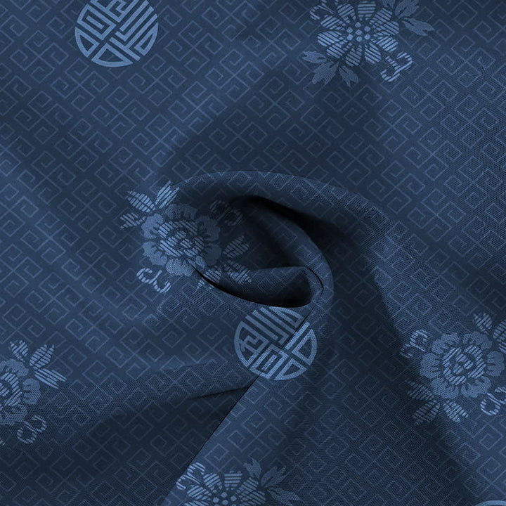 Buddha Stones Atmungsaktives Herren-Kurzarmhemd mit geometrischem Blumenmedaillonmuster und Knöpfen - image 14