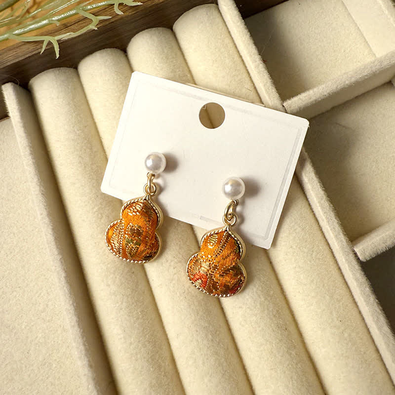 Buddha Stones Handgefertigte Ohrstecker mit Brokat-Perlenmotiv und Heilmotiv - Orange (Gleicher Farbton – Muster variiert) - image 7