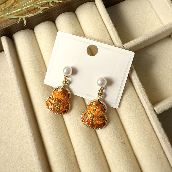 Buddha Stones Handgefertigte Ohrstecker mit Brokat-Perlenmotiv und Heilmotiv - Orange (Gleicher Farbton – Muster variiert) - image 7
