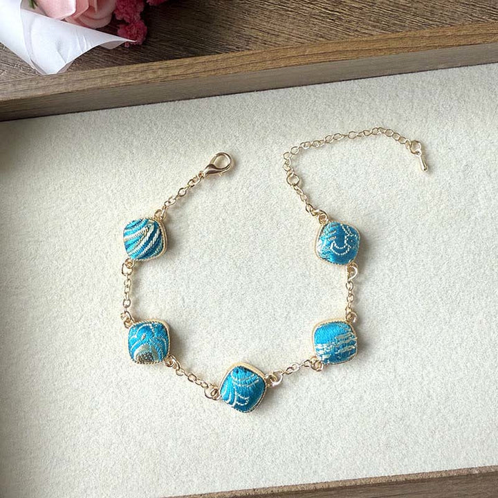 Buddha Stones Kupfernes Brokat-Armband im Vintage-Stil - Blau (gleicher Farbton – Muster variiert) - image 7