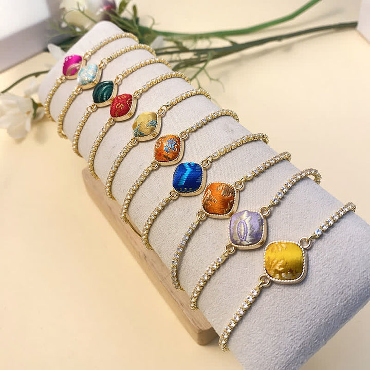 Buddha Stones Kupferfarbenes Glückslied Brokat Quadratisches verstellbares Armband - image 11