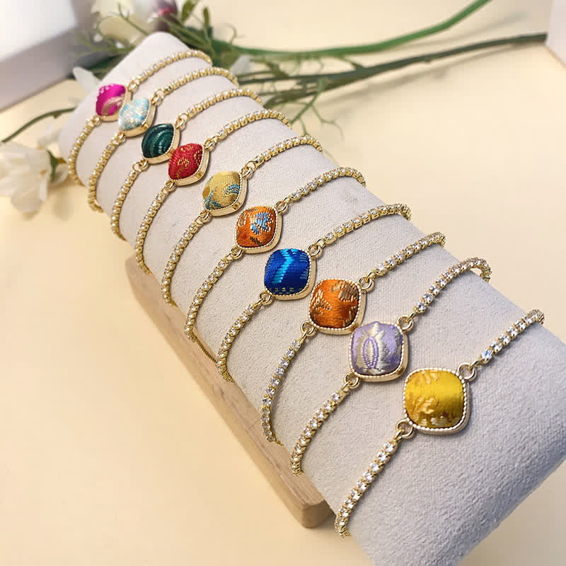 Buddha Stones Kupferfarbenes Glückslied Brokat Quadratisches verstellbares Armband - image 15
