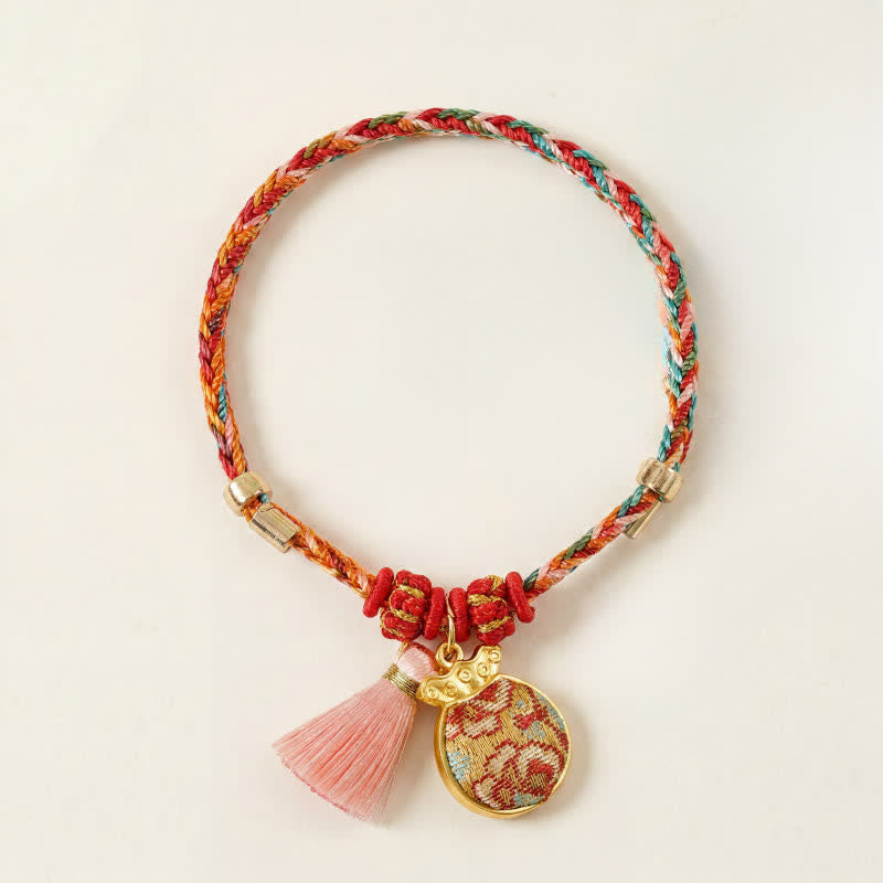 Buddha Stones Handgewebtes Armband mit fünffarbigem Apfel-Geldbeutel-Anhänger und chinesischem Schloss-Charm - Geldbeutel (gleicher Farbton – Muster variiert) - image 16