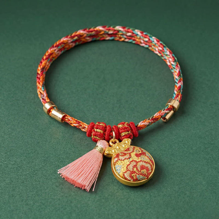 Buddha Stones Handgewebtes Armband mit fünffarbigem Apfel-Geldbeutel-Anhänger und chinesischem Schloss-Charm - image 17